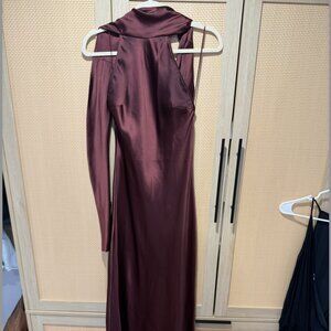 Maroon Halter Top, Open Back Dress